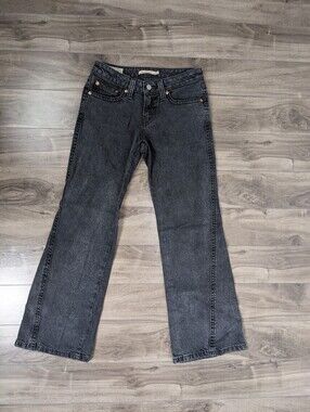 Levi's Women's Noughties Bootcut Washed Black Size 27 Flap Pockets Low Rise